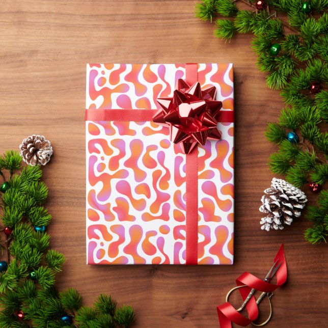 Moderne Verlaufs-Blobs in Rosa und Orange Geschenkpapier (Feiertagsgeschenk)
