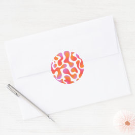 Moderne Verlaufs-Blobs in Rosa und Orange Runder Aufkleber