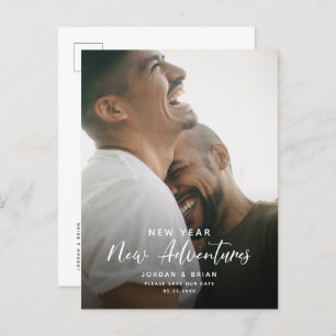Moderne Verlobung des Neujahrs   Adventures Script Ankündigungspostkarte