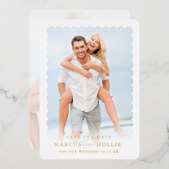 MODERNE Verlobung-Kalligraphie Folieneinladung (Vorderseite/Rückseite)