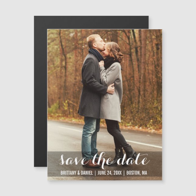 Moderne Verlobung Magnetic Save the Date Magneteinladung (Vorne/Hinten)