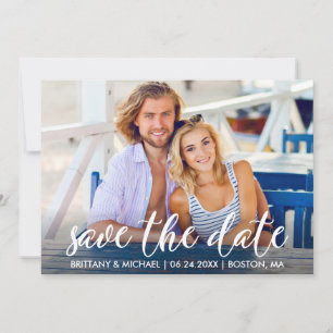Moderne Verlobung Save the Date Foto Paar Einladung