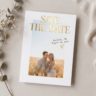 Moderne Verlobungsfoto-Save-the-Date-Folienkarte Folieneinladung