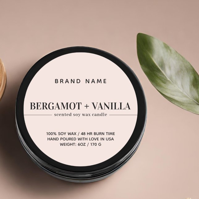 Moderne Verpackungsvorlage für die Kerzenkennzeich Runder Aufkleber (Von Creator hochgeladen)