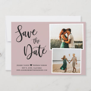 Moderne verschmutzte Rose Elegante handgeschrieben Save The Date