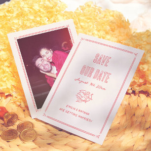 Moderne Verspielte Retro Handgezeichnete Cupid Fot Save The Date