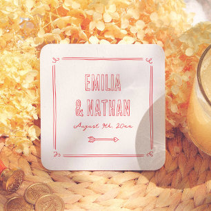 Moderne Verspielte Retro Handgezeichnete Cupid Hoc Rechteckiger Pappuntersetzer