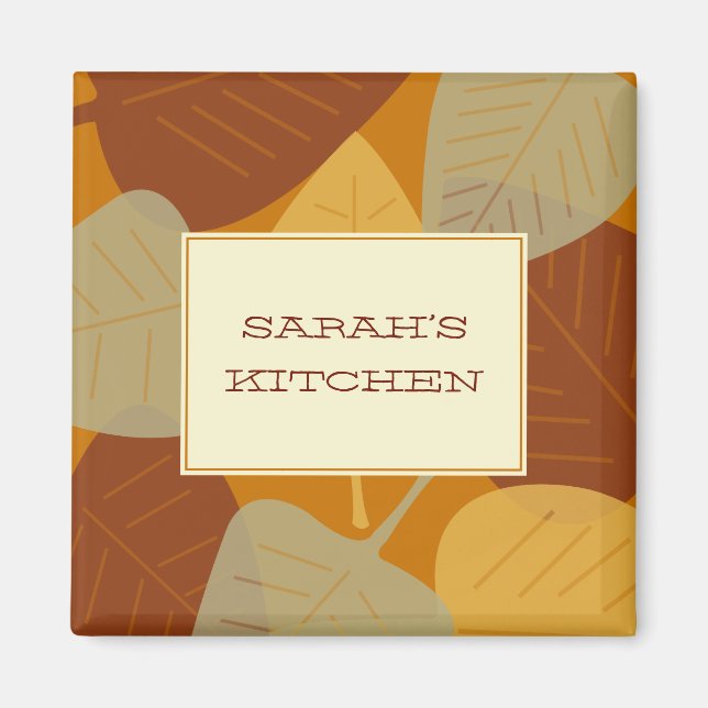 Moderne verstreute Blätter Herbstküche Magnet (Vorne)
