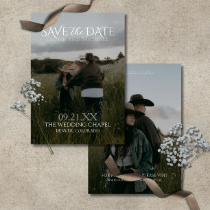 Moderne vertikale doppelseitige Foto-Save-the-Date Einladung