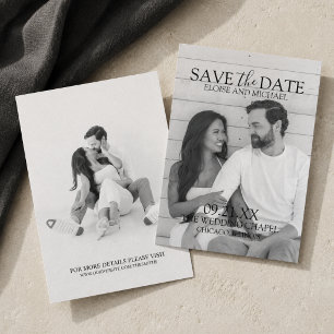 Moderne vertikale doppelseitige Foto-Save-the-Date Einladung