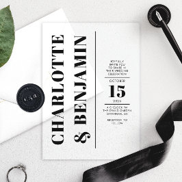 Moderne vertikale, fette Schwarze Hochzeit Acryleinladungen