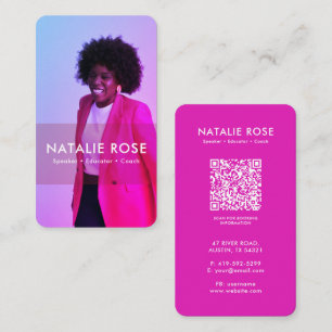 Moderne vertikale Fuchsia-Rosa-Foto-Visitenkarte Visitenkarte