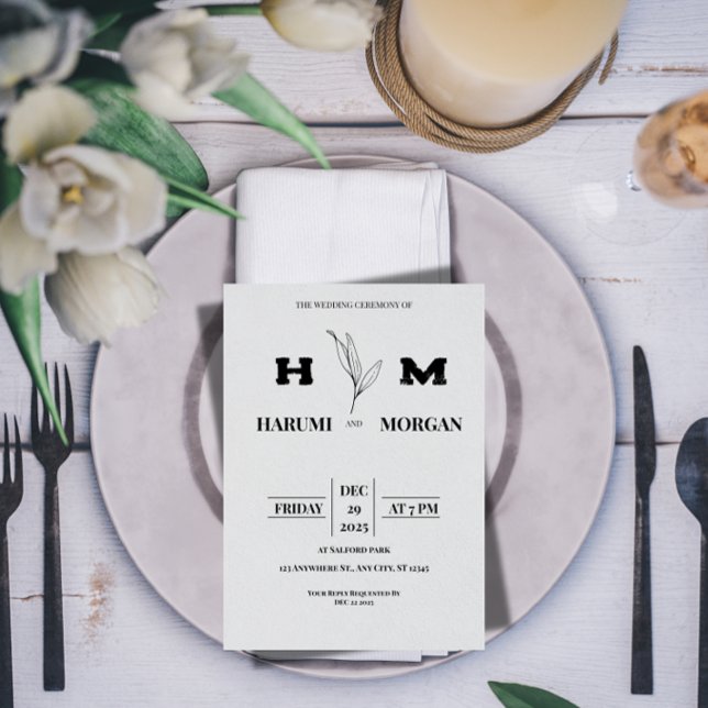 Moderne vertikale Hochzeitseinladung Einladung (Von Creator hochgeladen)