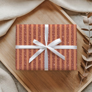 Moderne vertikale Streifen in Orange Mango Glitter Geschenkpapier