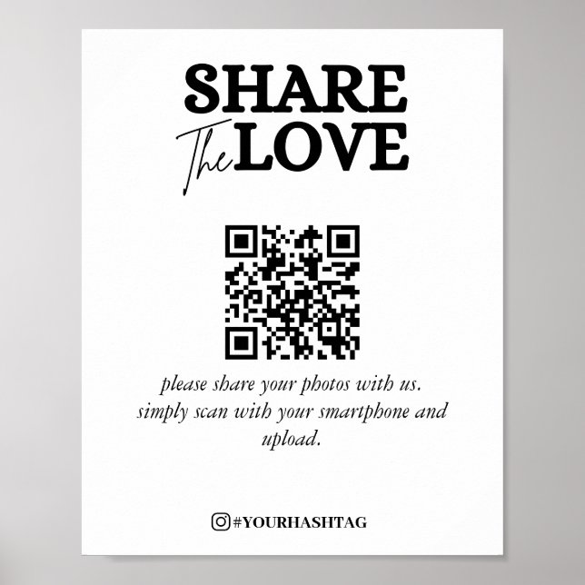 Moderne Verwendung der Liebe QR-Code weiß Poster (Vorne)