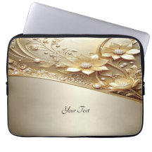 Moderne verzierte goldene Blumen-Laptop-Hülle