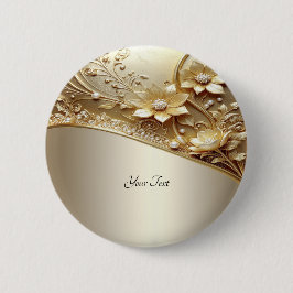 Moderne verzierte goldene Blumen mit Perlen Knopf Button
