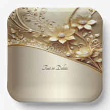 Moderne verzierte goldene Blumen mit Perlen-Papier