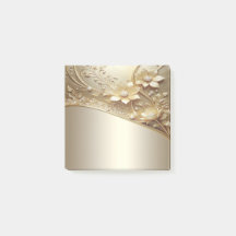 Moderne verzierte goldene Blumen-Post-it-Notes