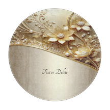 Moderne verzierte goldene Blumen-Schneidbrett