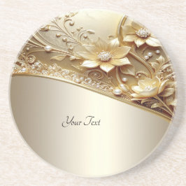Moderne verzierte goldene Blumendekoration mit Per Getränkeuntersetzer