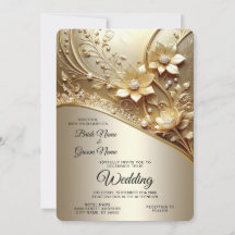 Moderne verzierte goldene Blumenhochzeit mit Perle