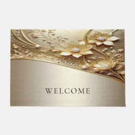 Moderne verzierte goldene Blumenmatte Fußmatte