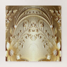Moderne verzierte goldene Blumenpuzzle