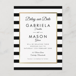 Moderne Verzögerung unser Datum verschoben Schwarz Postkarte
