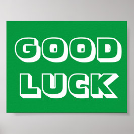 Moderne viel Glück-Typografie in Grün und Weiß Poster