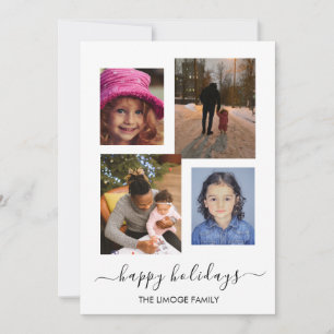 Moderne Vier-Foto Collage Happy Holidays Card Feiertagskarte