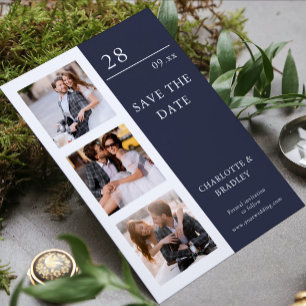 Moderne Vier-Foto-Hochzeitscollage Save The Date