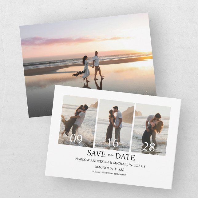 Moderne Vier-Foto Save The Date (Von Creator hochgeladen)