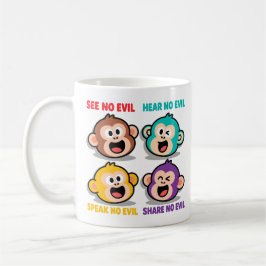 Moderne Vier Weise Affen Grafik Kunst Kaffeetasse