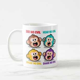 Moderne Vier Weise Affen Grafik Kunst Kaffeetasse