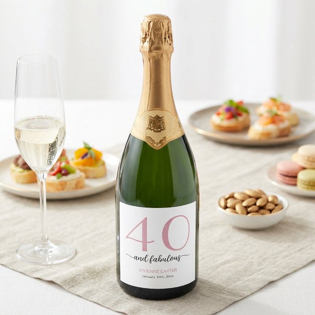 Moderne Vierzig und fantastisch fettgedruckte 40.  (Modern Forty and Fabulous Bold 40th Birthday Party Sparkling Wine Label)