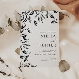 Moderne Viktorianische Schwarz-Weiß-Hochzeit Einladung