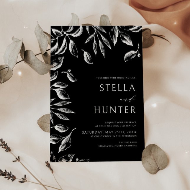 Moderne Viktorianische Schwarz-Weiß-Hochzeit Einladung (Von Creator hochgeladen)