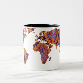 Moderne Viktorianische Weltkarte | World Traveller Zweifarbige Tasse