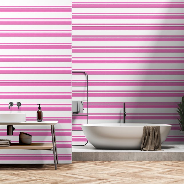 moderne Vintag rosa abstrakte Linien Tapete (Badezimmer)