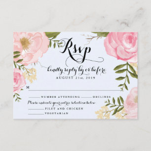 Moderne Vintag rosa Bläsereikarte RSVP-Karte RSVP Karte
