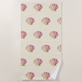Moderne Vintag rosa Muscheln auf Beige Strandtuch