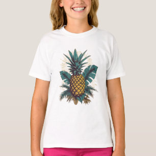 Moderne Vintage Ananas Blätter Sommerurlaub T-Shirt