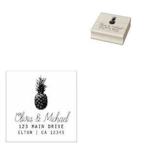 Moderne Vintage Ananas Rücksendeadresse Wedding Ru Gummistempel