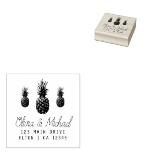 Moderne Vintage Ananas Rücksendeadresse Wedding Ru Gummistempel