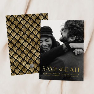 Moderne Vintage Art Deco Save-the-Date Folien-Einl Folieneinladung
