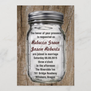 moderne vintage barn Holz Land mason jar Hochzeit Einladung