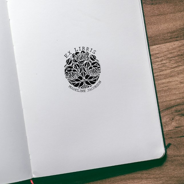 Moderne Vintage Blume, Ex Libris Book Gummistempel (Von Creator hochgeladen)