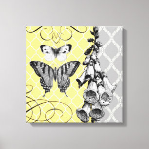 Moderne Vintage, blumengedehnte Leinwand