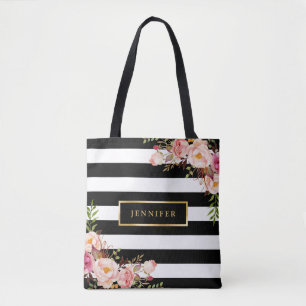 Moderne Vintage, blumenklassische Schwarz-weiße St